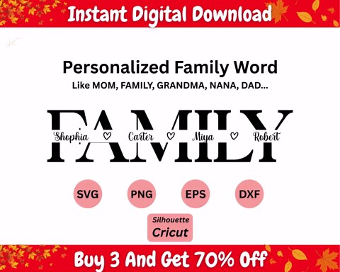 Personalized Family Name SVG, Custom Family Word Art Svg, Family Tree Name Design, Cricut Cut File SVG PNG Dxf, Custom Last Name Sign Svg - Etsy