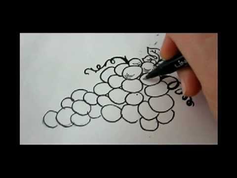 How To Draw Grapes - How To Draw Fruit - for beginners