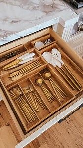 Comment: HACK and I will send you my favorite new drawer organizer hack so the inserts don’t slide around in the drawer. I will also link this double layer drawer organizer ☺️ If for some reason you do not receive the link you can always shop right from my website in bio #amazonfavorites #amazonkitchen #kitchenorganizer #organizationhacks | Brooke's Buys