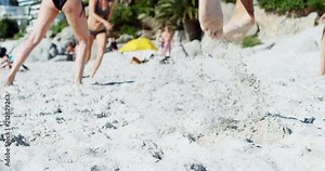 Female volleyball players playing volleyball 4k