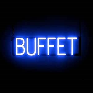 SpellBrite BUFFET Sign | Buffet-Related Sign with Neon Look, Blue LED Light Source | 22.6" x 6.3"
