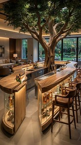 Tree sculpture integrated with a luxurious wooden #woodworking #transformation #reelsvideo | Dreambuild AI