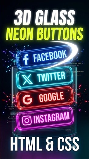 How to Create 3D Social Media Neon Buttons using HTML & CSS #viral #shorts #css