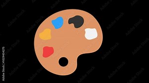 paint palette isometric style ,4k video animated. animated video of color palette icon.