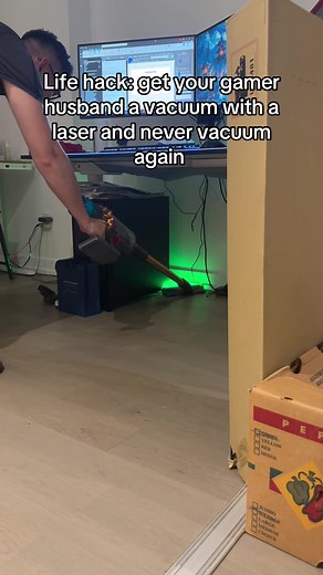 @Dyson USA v15 submarine turned vacuuming into a game and he hasn’t stopped playing 🙏 #gamerbf #dysonvacuum #furmom #furdad