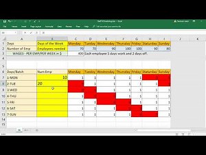 Excel : How to solve 'Employee Staff Scheduling' using Excel