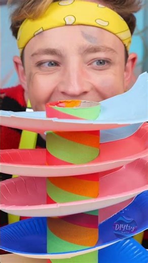 Easy STEM Craft 🏀 Paper Plate Ball Run!