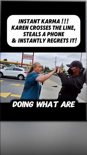 Karen Steals Phone Gets Instant Karma #karma #justice #reaction #public