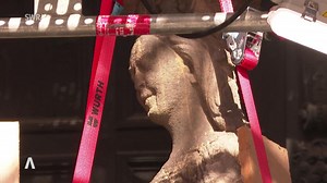 Statue der Ecclesia vom Südportal des Wormser Doms abgebaut