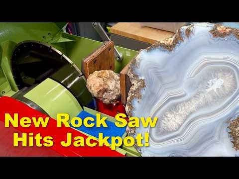 Father & Son Cut Huge Agates on New Saw! Spoiler Alert!