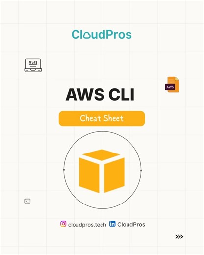 CloudPros Tech Community on Instagram: "AWS CLI lets you manage your entire cloud infrastructure from the terminal. This week the complete AWS CLI Cheat Sheet covers: ✅ EC2 - Launch, manage, and automate instances ✅ S3 - Upload, sync, and manage storage ✅ IAM - Users, roles, policies, and security ✅ VPC - Networks, subnets, and routing ✅ RDS - Databases and snapshots ✅ Lambda - Serverless functions ✅ ECS - Container orchestration ✅ CloudWatch - Logs, metrics, and monitoring ✅ Advanced Scripts - 