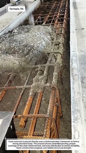 Concrete Pouring Over Rebar – Perfect Foundation Work in Action!