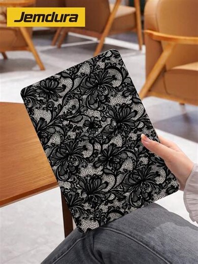 Lace Black Lace Floral Pattern Tablet Protective Case, Anti-Drop, With Pen Slot, Support Sleep/Wake, Compatible With IPad 10.2", Pro 2021/2020/ (A16) 11", 11th Gen 2025/10th Gen, Galaxy Tab A8 10.5" 2022, Matepad 10.4/Tab, Best Christmas/New Year's Gift For Family And Friends, Gift For Kids/Family | SHEIN