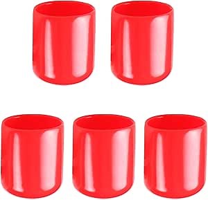 Aopin Rubber Round End Cap Cover 0.83 Inch (21mm) Screw Thread Protectors PVC Flexible Tubing Pipe Protective Bolt Screw Thread Protector Safety Cover | for Pipe Post Tubing Rod Cover 5 Pcs (Red)