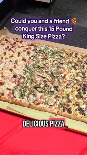 22K views · 167 reactions | The largest rectangular pizza in Las Vegas is indisputably the King Size Pizza from Super Mario Pizza. It's about 15-20 pounds depending on toppings and is available as a team food challenge as well. Would you try this one? #pizza #eatingchallenge #cheesy #pizzalovers #ridiculous #lasvegasfood #tagteam #winnerwinner #cheesepizza #mondayvibes #mondaymotivation #vibecheck #supportlocal #localeats #yum #localfood #eatlocal #mukbang | Freak Eating | Facebook