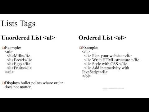 Html Lists Tags