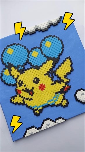 Flying Pikachu from Pokémon Yellow made with Perler beads #pokemonart #pokémonyellow #hamabeads