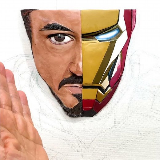 Making Iron Man relief sculpture with clay! | clay art | relief sculpture