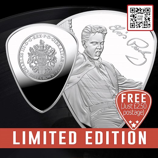 Celebrate the King of Rock ‘n’ Roll with a free, official Elvis Presley plectrum coin! Issued in partnership with Elvis Presley Enterprises, this limited edition coin is a must-have for fans and collectors. Claim yours now! | The London Mint Office