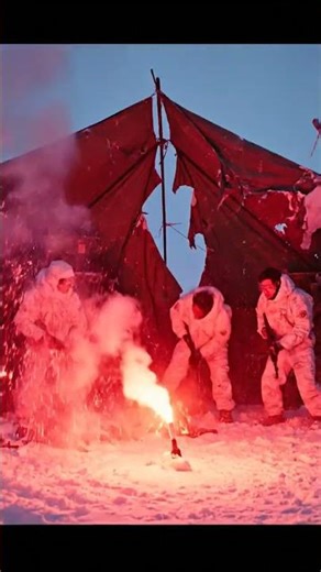Polar Bears Storm Antarctic Camp at Night