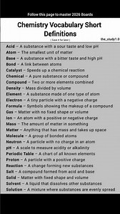 Chemistry Vocabulary Short Definitions !!