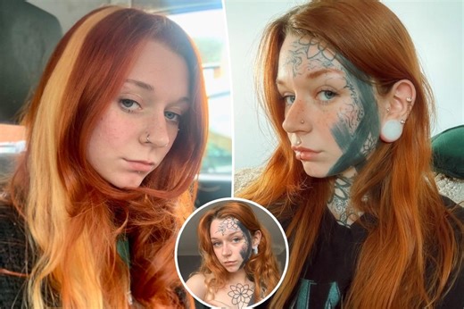 Woman who let fiancé tattoo her face says she ‘regrets nothing’ despite backlash