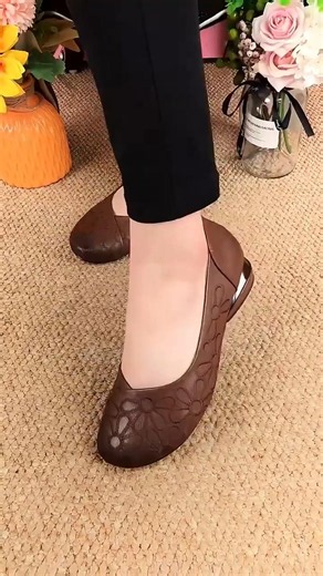 Embossed Floral Low Heel Slip Ons Elegant Style #flats #fashion #shortsfeed