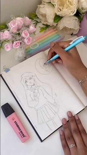 look at these aesthetic colours 🌸🎨 draw with me [sketchbook process] #shorts