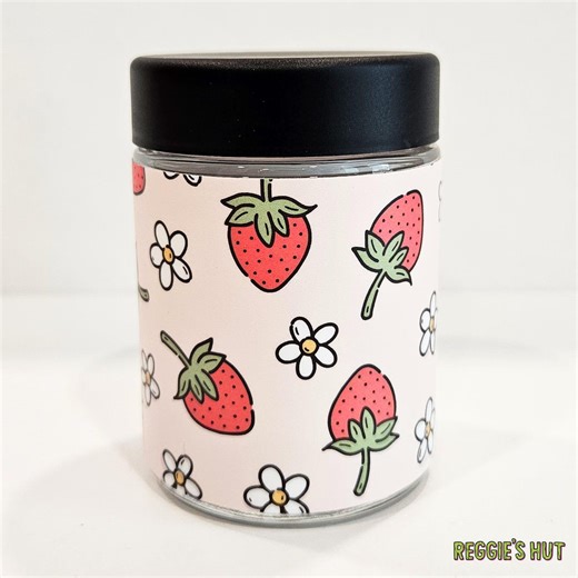 Strawberry Stash Jar: 4oz Glass Storage Container for Herbs, Spices, Tea - Etsy