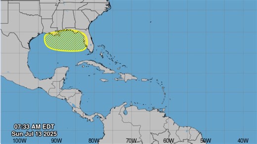 Hurricane center tracking tropical disturbance off coast of Florida, Louisiana, Mississippi, Alabama