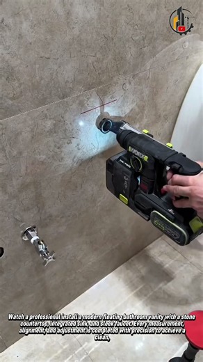 Modern Floating Vanity Installation 🚿🔥 #Bathroom #Construction