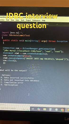What will be the output #corejava #interviewquestions #LearnToCode #techeducation #jdbc #mysql