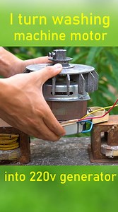 I turn washing machine motor into 220v electric generator #reelsfb | King Homemade