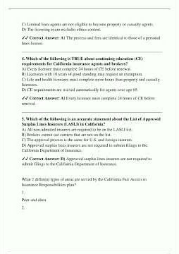 CA PROPERTY AND CASUALTY INSURANCE PRACTICE EXAM QUESTIONS AND ANSWERS WITH VERIFIED SOLUTIONS 100 C