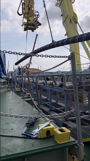 Subsea Cable laying Cable cutting in progress Offshore ship