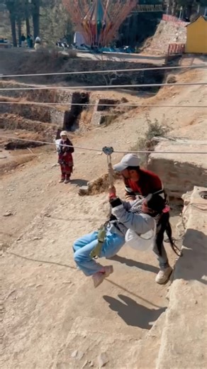 zip line ride 😍#manali #zipline #ride #viral