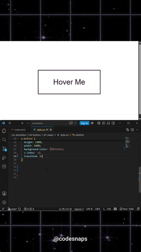 Amazing Sliding Background Hover Effect 🔥 HTML & CSS #shorts