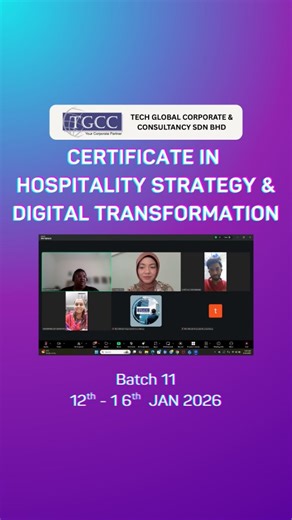 🏨 Certificate in Hospitality Strategy & Digital Transformation 📅 12-16 January 2026 ✨ Upskill with industry experts, embrace digital innovation, and gain a globally recognized certificate. 🔹 Enroll today. Shape the future of hospitality. #TechGlobalCorporateConsultancyTraining #CareerBoost #LearnAndGrow | Tech Global Corporate & Consultancy