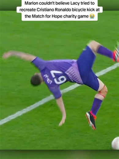 Marlon couldn't believe Lacy tried to recreate Cristiano Ronaldo bicycle kick at the Match for Hope charity game 😭 #marlon #lacy #matchforhope