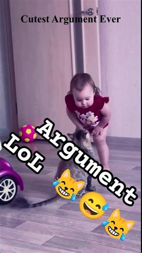 Cutest argument ever | funny cat and cute kid.