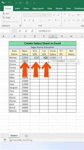 Salary Sheet Auto GenerateBeginner to Pro!#excel #spreadsheetmagic #excelshortcuts #minitab #shorts