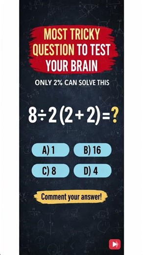 🔥 90% People Get This Wrong! | 8 ÷ 2(2+2) | Can You Solve This Without Calculator? |.