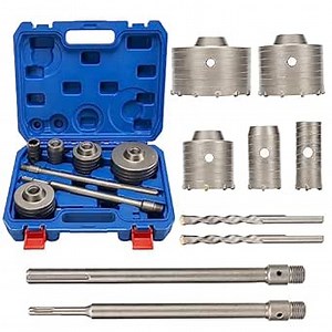 5-Piece 30-100mm Hole Saw Kit for SDS Plus/Max Shanks,Tungsten Steel Carbide-Tipped Core Bits with Dust Extraction Vents,Concrete Brick Stone Wall Drill Set with Drill Bits & Storage Box