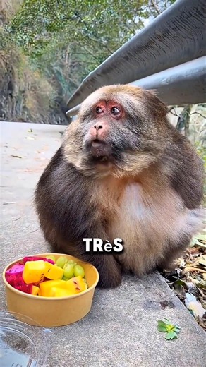 Kind-hearted man helps a starving monkey
