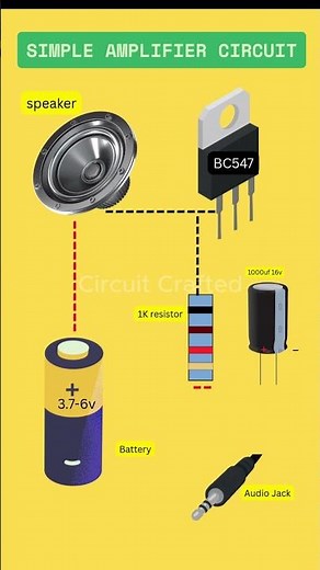 Simple amplifier circuit diagram | BC 547 transistor amplifier.