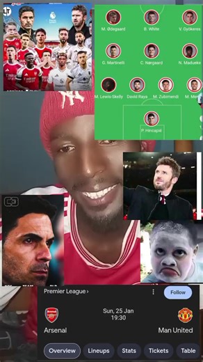 Arsenal's First Lineup Against Manchester United