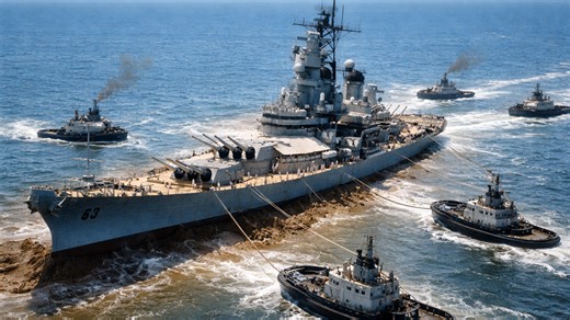 How 13 tugs freed the USS Missouri, the ingenious plan that saved a 60,000 ton battleship