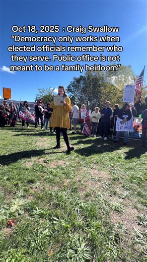 Oh my gosh, @leftleaninginfantry “”it’s not a nursing home” 🤣 Reliving some powerful moments from 2025, for no particular reason 😉 Oct 18, 2025 : Craig Swallow “Democracy only works when elected officials remember who they serve. Public office is not meant to be a family heirloom” @CraiginMA9 @Slarrry 🇺🇸🌎 @catsonacouch @boxdonkey17x2 @Southern NH Indivisible #mapoli #massachusetts #hyannis