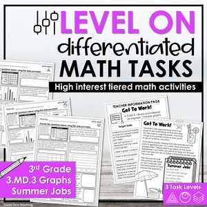 3rd Grade Differentiated Math Tasks Bar Graphs and Pictographs 3.MD.3
