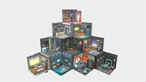 Low Polyt Sci-fi Rooms Interiors - Buy Royalty Free 3D model by Quaint Game Studio (@quaintgames)